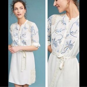 Anthropologie Tiny Amarante Embroidered Lace Shirt Dress NWT